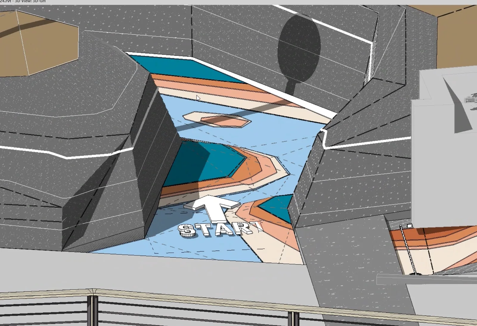 Concept rendering of a slot-canyon-inspired tee box